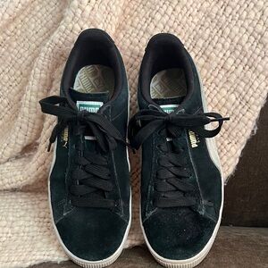 Puma Black and White Suede Sneakers